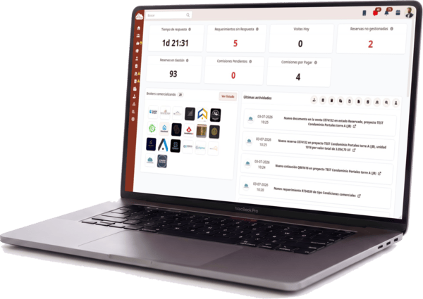Panel comercial de JetStock mostrado en una laptop